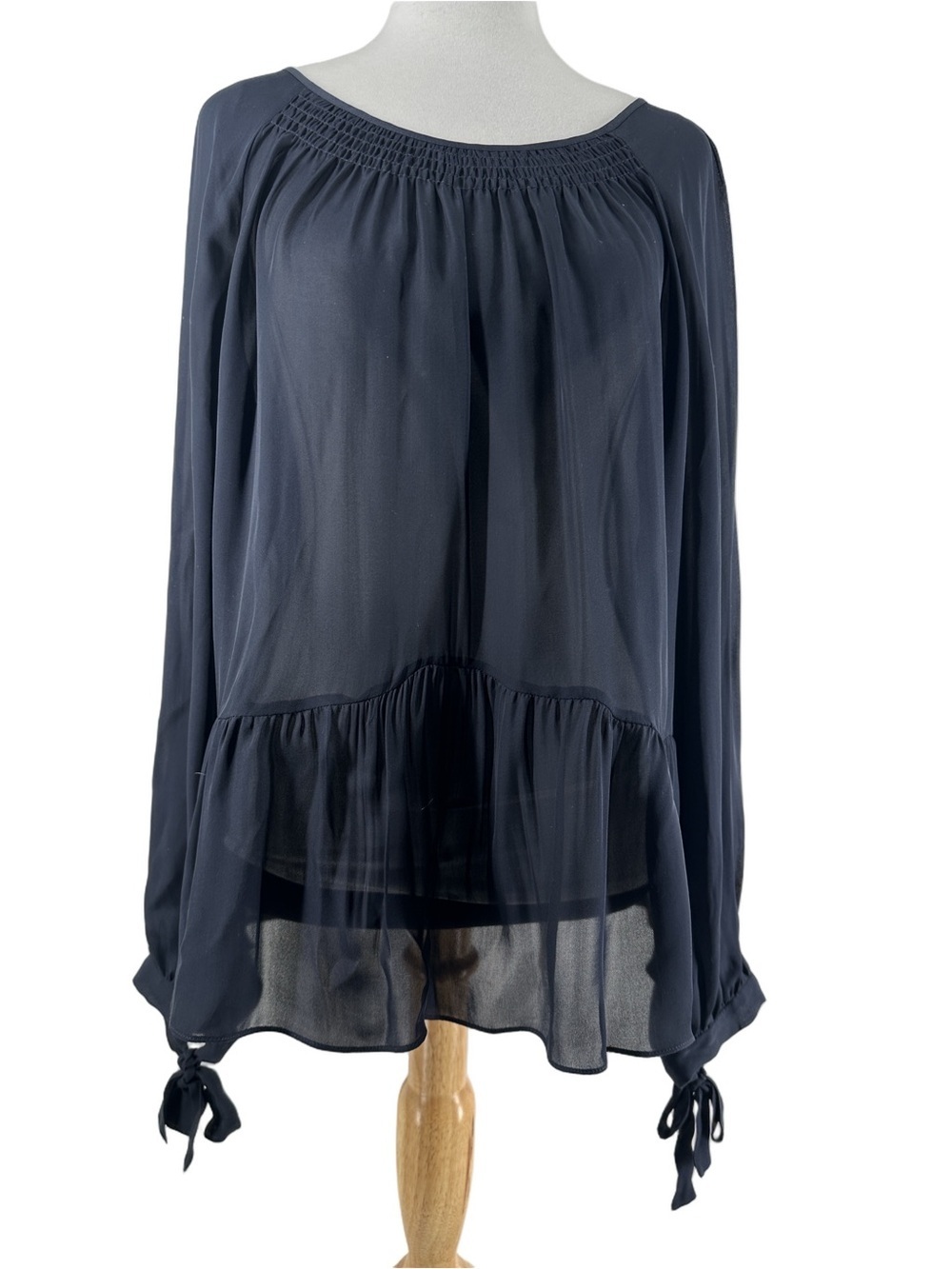 Rebecca Taylor silk top peplum semi sheer flowy boho girlie sz xl